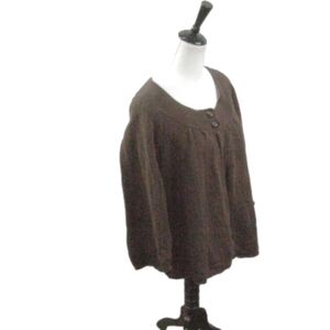 Croft & Barrow Matte Brown 3/4 Sleeve Cardigan Size 1X